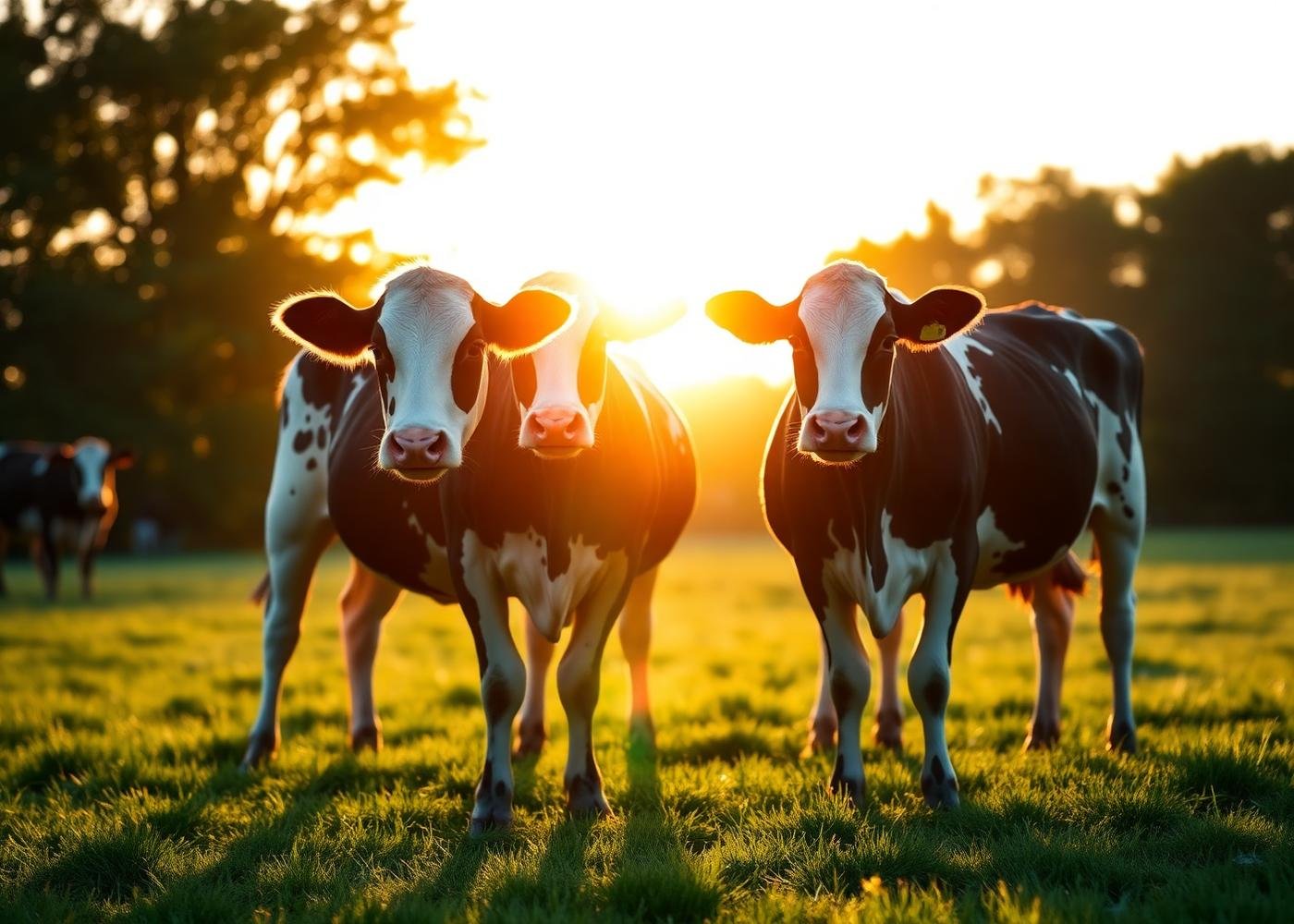 Dairy cows grazing in a sunlit pasture at Pular Farm